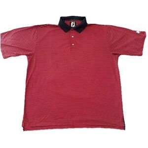 FootJoy Performance Golf Polo Shirt Mens 2XL Red / Black Striped